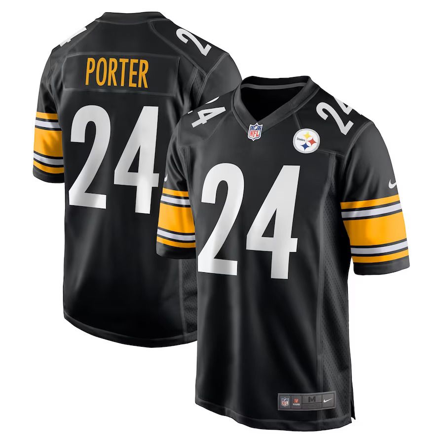 Men Pittsburgh Steelers #24 Joey Porter Jr. Nike Black 2023 NFL Draft Pick Game Jersey